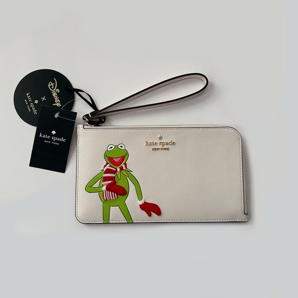 ♠️Kate Spade New York X Disney Muppets Kermit the Frog Medium L-Zip Wristlet NWT - Picture 6 of 6